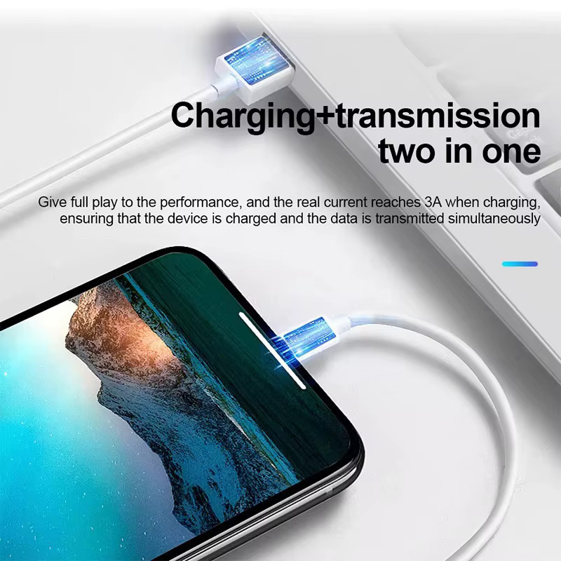 USB-A auf USB-C Schnellladekabel 3A in Weiß für Xiaomi, Huawei und Samsung - Bild 2