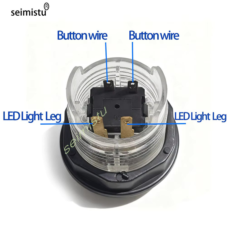 5 Stück RGB-beleuchtete LED-Drucktasten für Arcade-Spiele in Multicolour, runde Tasten mit 28mm und 30mm Durchmesser für MAME und Arcade-Automaten von seimistu - Bild 3