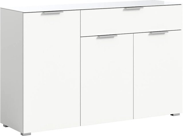 Inn.Furn Kommode Riano in Weiß mit Glasauflage und Soft-Close-Schubladen, Breite: 135 cm - Bild 1