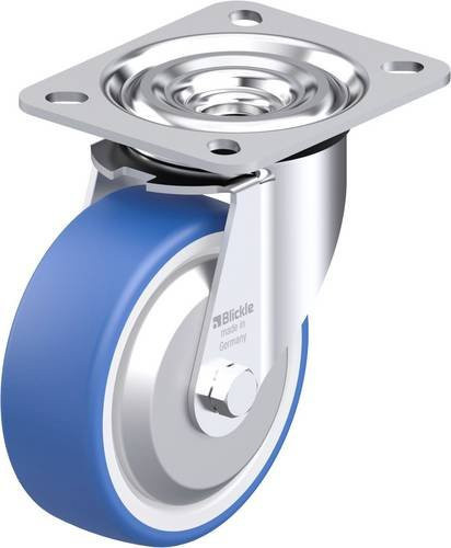 Blickle L-POTHS 100R-FA Stahlblech-Lenkrolle in Blau mit 100 mm Rad-Durchmesser und 200 kg Tragfähigkeit - Bild 1