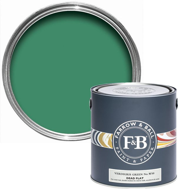 Farrow & Ball Dead Flat Wandfarbe Verdigris Green W50, 5 l - Bild 1