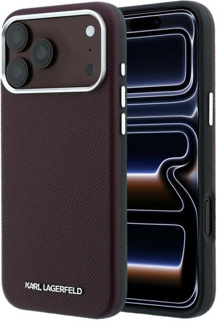 MagSafe-Hülle von Karl Lagerfeld für Apple iPhone 18 Pro Max und iPhone 17 Pro Max mit genarbtem länglichem Logo in Weinrot - Bild 1