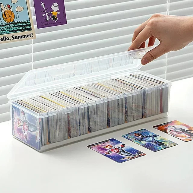 Durchsichtige Organizer-Box aus Kunststoff mit Unterteilung zur Aufbewahrung von Spielkarten, transparent - Bild 1