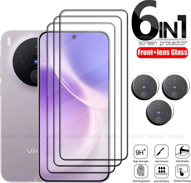 Wolfrule 6-in-1 Schutzset für Vivo X300 und Vivo X300 Pro mit gehärtetem Glas Display-Schutz und Objektiv-Schutz, transparent - Bild 1