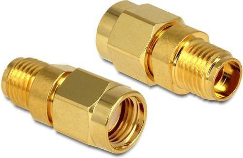 Delock HF-Adapter 88728 mit RPSMA-Stecker und SMA-Buchse in Gold - Bild 1