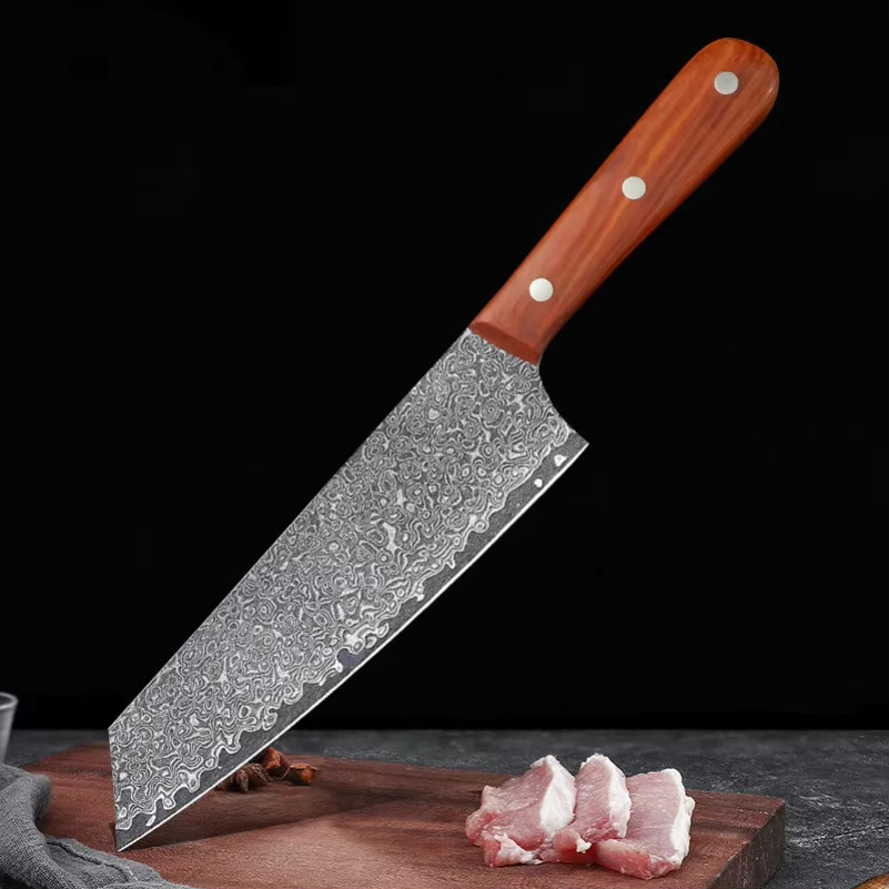 GuanQi Damaskus Stahl Hackmesser mit Holzgriff in Silber - Bild 4