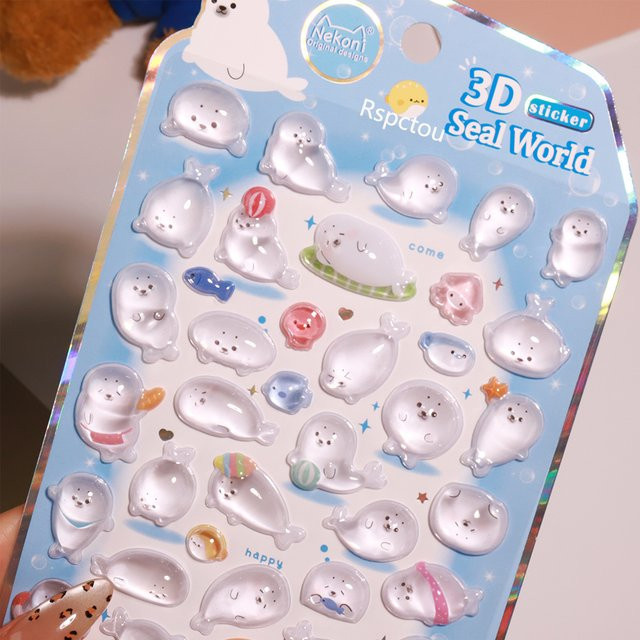 Charile 3D-Tiere Pinguin Robbe Weltrelief-Aufkleber, Paper - Bild 1