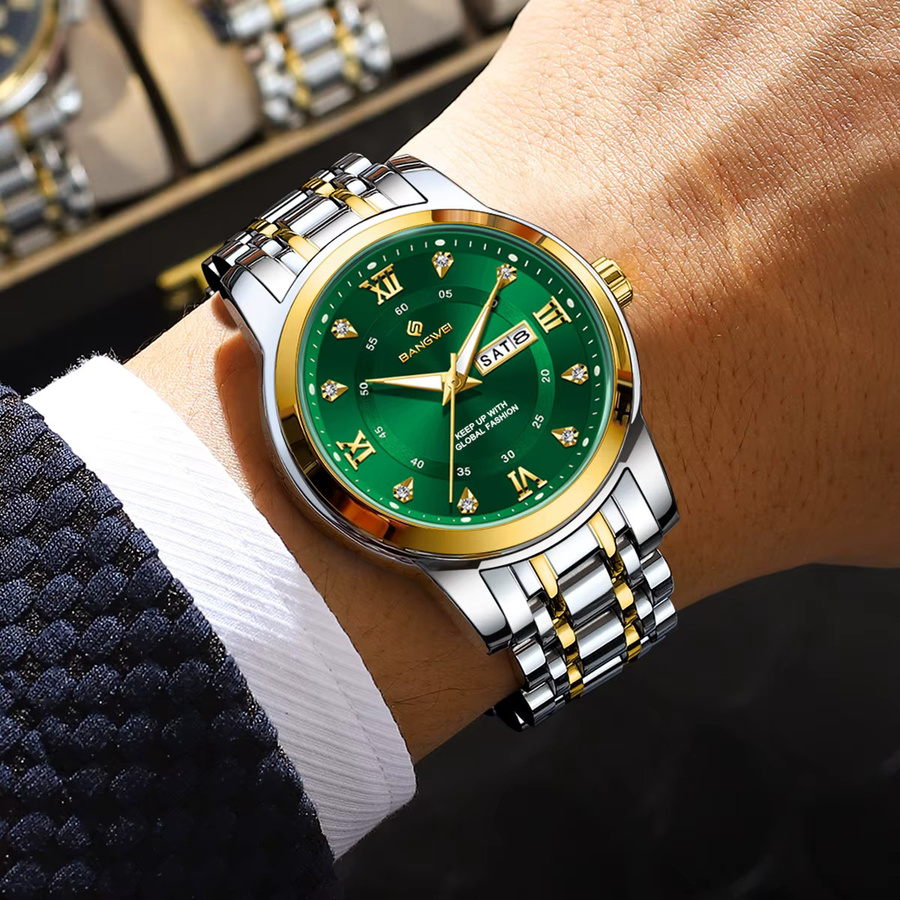 LIGE Armbanduhr Quarz, Edelstahl, Datum, Wochentag, Herren - Bild 3
