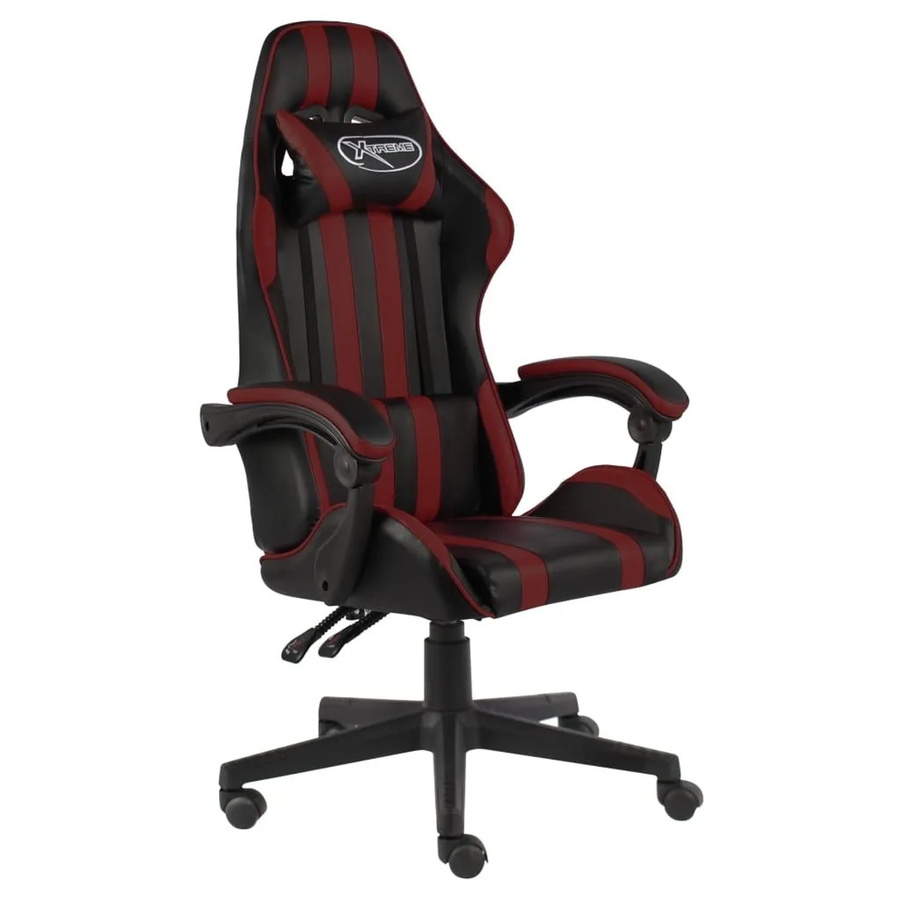 vidaXL Gaming-Stuhl aus Kunstleder in Schwarz und Weinrot mit Kopfstütze und Armlehnen - Bild 2