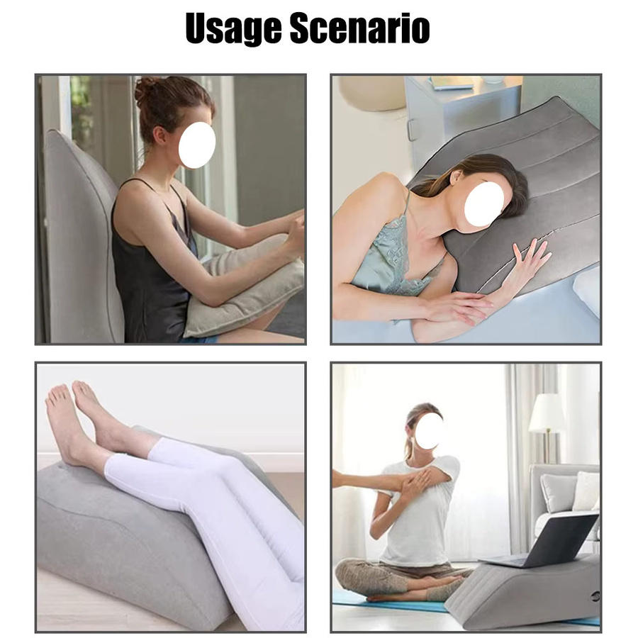Aufblasbares Keilkissen aus Polyester in Grau für Camping und Reisen als Bein- und Fußkissen - Bild 4