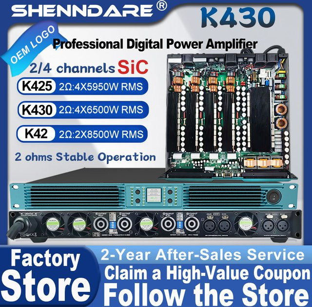 ShennDare K430 Professioneller digitaler 4-Kanal Klasse D Hochleistungsverstärker in Schwarz - Bild 1