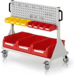 Kappes RasterMobil Gr. 2 Rollbarer und abschließbarer Rollcontainer mit 2 Lochplatten in RAL 7035 Grau, Höhe: 89 cm - Bild 1