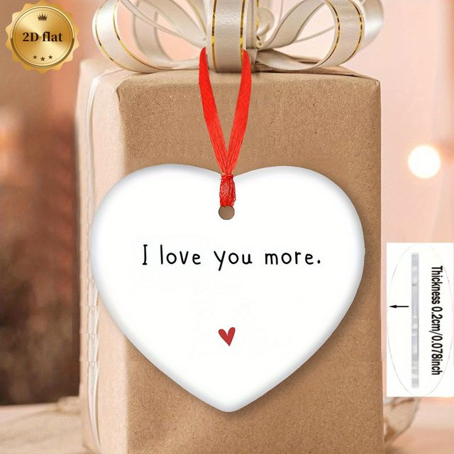 Eleganter Acryl-Herzanhänger in Weiß mit Ich liebe dich mehr Aufschrift als romantische Dekoration für Valentinstag und Jahrestag - Bild 1