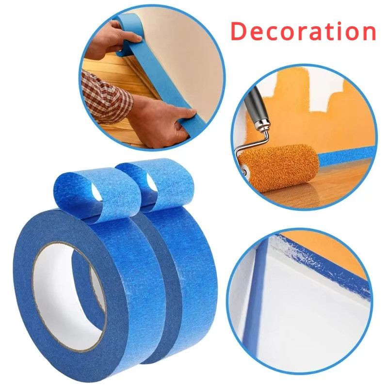 3 Rollen blaues Masking Tape aus Papier, 20 m pro Rolle, leicht entfernbares Farbband für Wandmalerei, Kunsthandwerk und Bauarbeiten - Bild 3