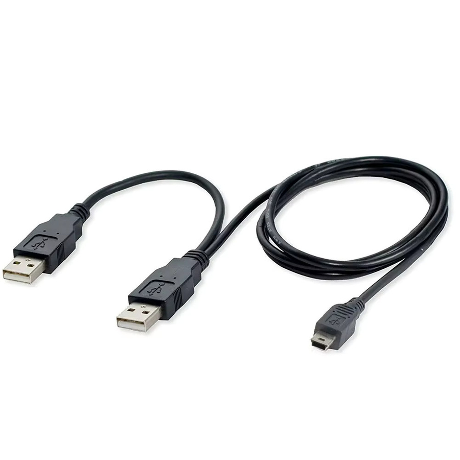 BSN Dual USB 2.0 Typ A auf USB Mini 5-Pin Typ B Daten- und Stromkabel in Schwarz - Bild 2