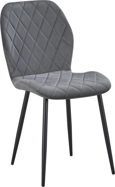 Based Stuhl Zoey Modern in Schwarz/Dunkelgrau mit Samtbezug und Metallgestell, B/T/H: 59,5 x 48,0 x 85,0 cm - Bild 1