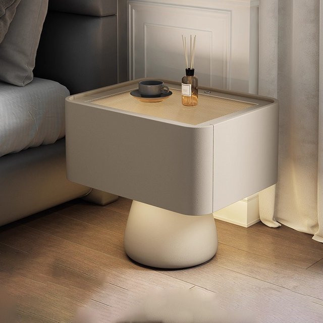 ANGDUO Vintage-Nachttisch in Beige im minimalistischen Luxus-Glamour-Stil für dein Schlafzimmer - Bild 1