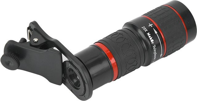 Shoemst 20X Teleobjektiv mit Zoom und langem Fokus inklusive Clip für Smartphone und Tablet-PC, Schwarz - Bild 1