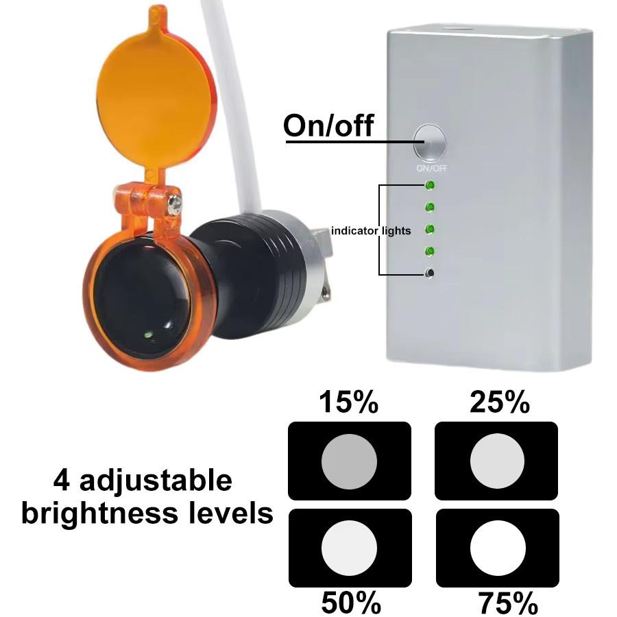 FODRK Zahnärztliche Untersuchungsleuchte mit einstellbarem LED-Spot und wiederaufladbarem 3500mAh Clip-on-Akku in Cool White - Bild 2