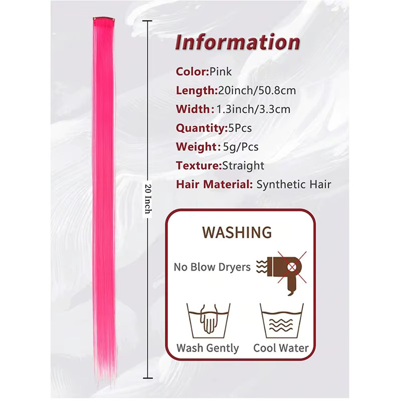 ISIGROSI Clip-in-Haarverlängerungen, synthetisch, rosa, 55,9 cm, Damen - Bild 2