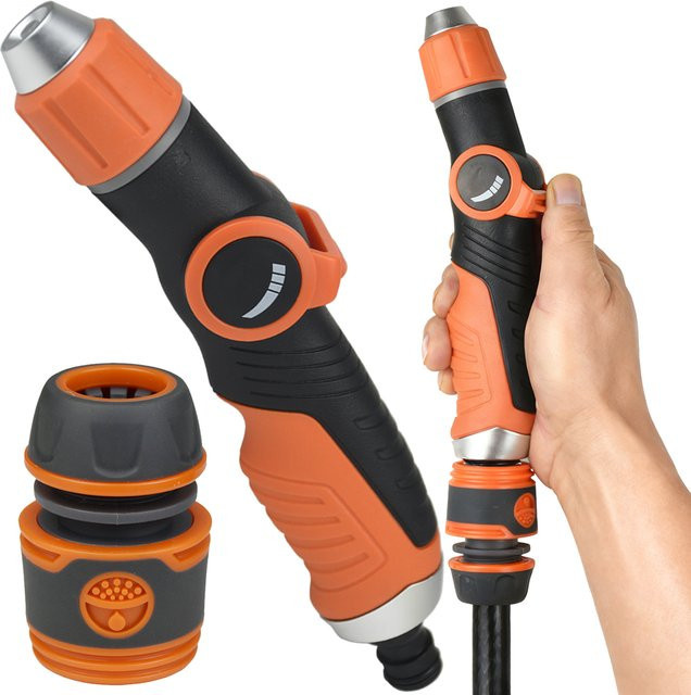 KESLA Garten Spritzpistole Set mit einstellbarer Düse in Orange für Gartenbewässerung und Autowäsche - Bild 1