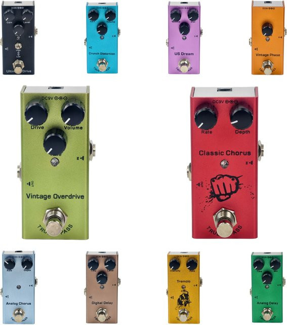 Miwayer E-Gitarrenpedal mit Overdrive, Distortion, Chorus, Delay, Tremolo und Analog Delay in Multicolour mit True Bypass - Bild 1