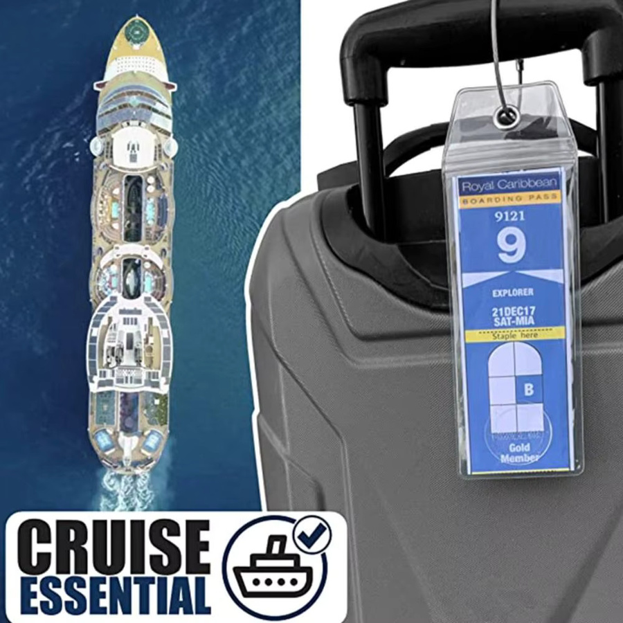 Wasserdichte Zip Seal Beutel für Kreuzfahrt Gepäckanhänger und Schiffstickets mit Stahldraht-Halterung, transparent, PVC - Bild 4