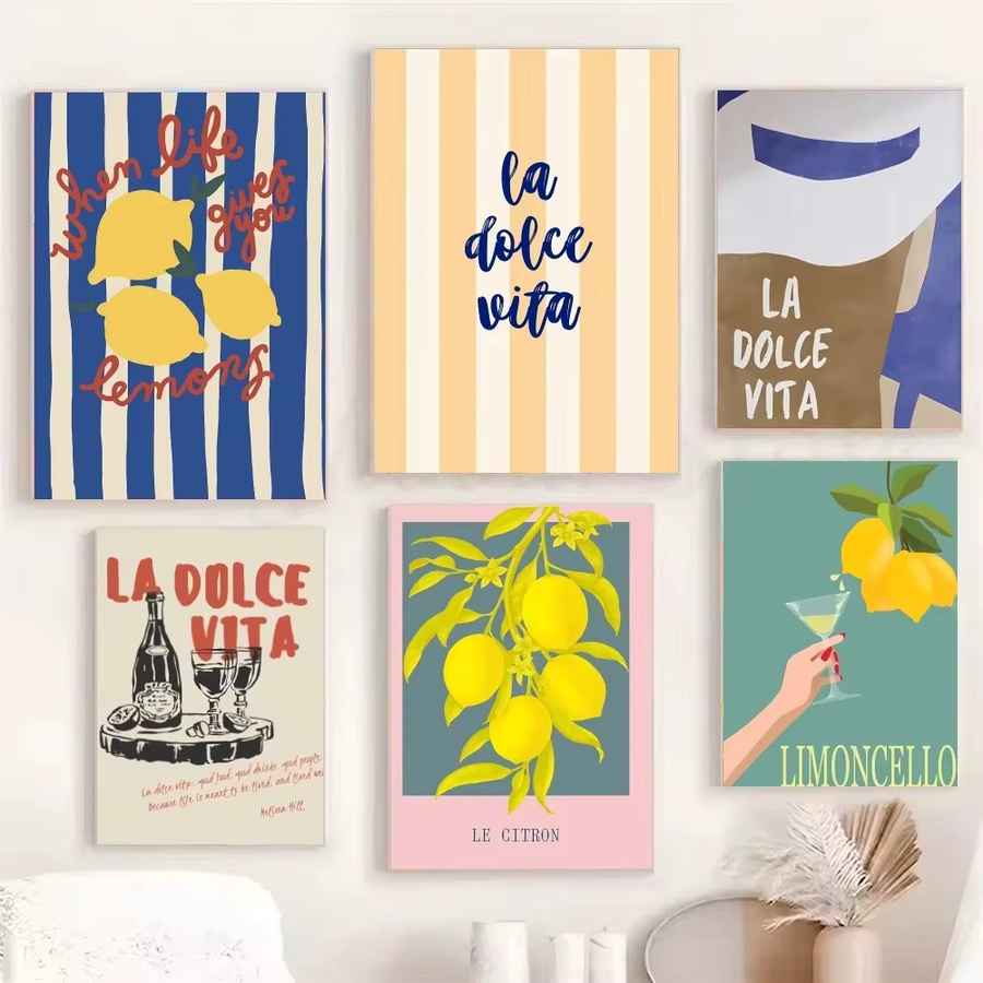 Potdemiel La Dolce Vita Zitronen-Poster als botanischer Papierdruck in Mehrfarben - Bild 2