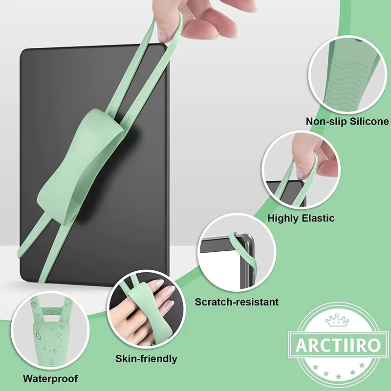 SD&HI Silikon-Handgriff in Grün für Kindle und Kobo E-Reader sowie Tablets von 4,7 bis 8 Zoll, rutschfester Tablet-Ständer - Bild 3
