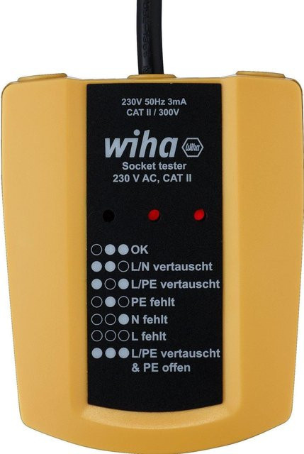 Wiha Steckdosentester 230 V AC CAT II in Gelb-Schwarz - Bild 3