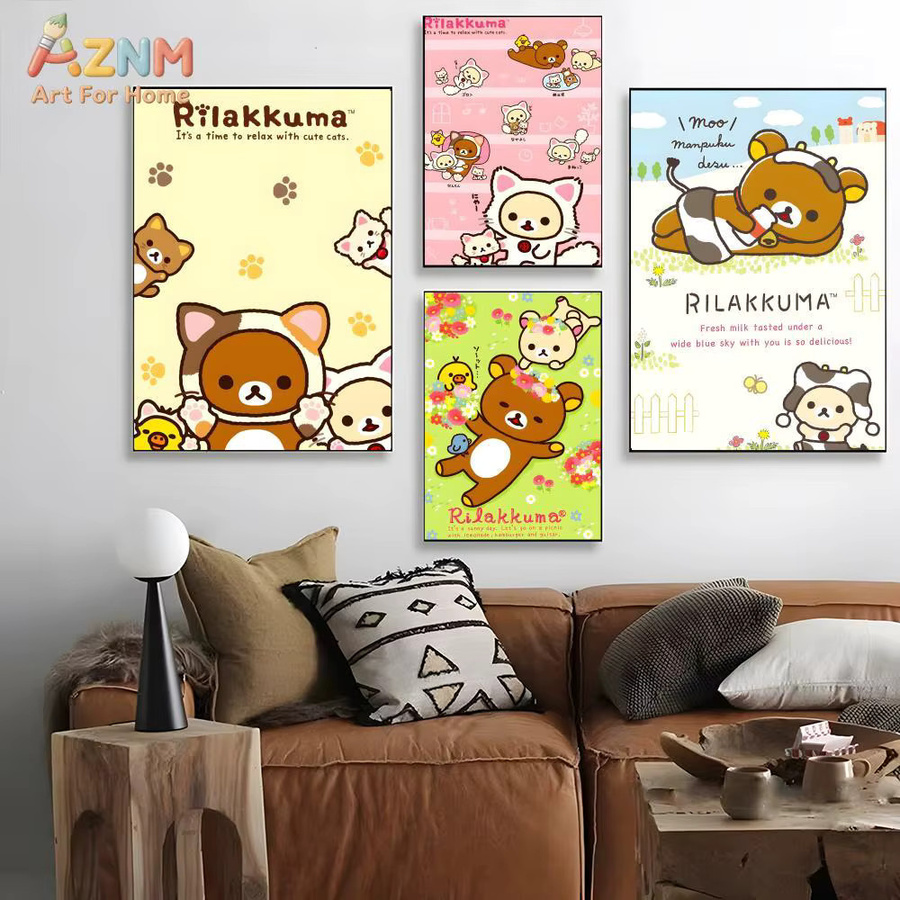 Kayou Rilakkuma Klassiker Poster Selbstklebender Wandaufkleber aus wasserfestem Papier in Mehrfarbig - Bild 2