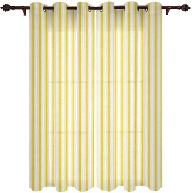 Super Six Moderne Fenster Vorhänge mit Gradienten Streifen in Gelb, halbtransparent, B: 135 cm, H: 160 cm - Bild 1