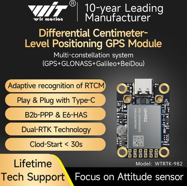 WITMOTION GNSS GPS-RTK-Modul UM982 Hochpräzises Differential-Modul in Schwarz - Bild 1