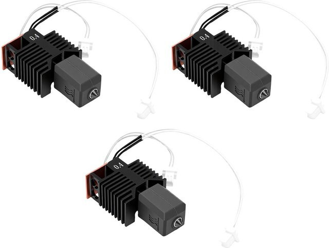 3er-Set Snapmaker U1 Hotend-Kit Ersatzteil mit 0,4 mm Düse, 48 W Keramik-Heizblock und Silikon in Schwarz - Bild 1
