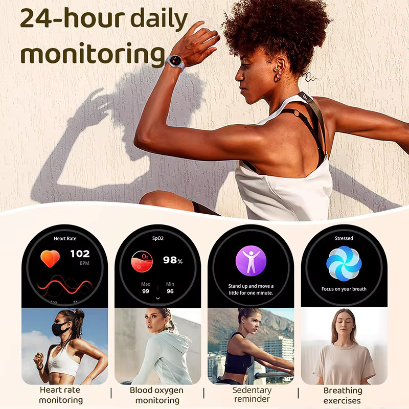 LIGE Smartwatch, Damen, Schwarz, Purple, Silikon, Bluetooth, Herzfrequenz - Bild 5