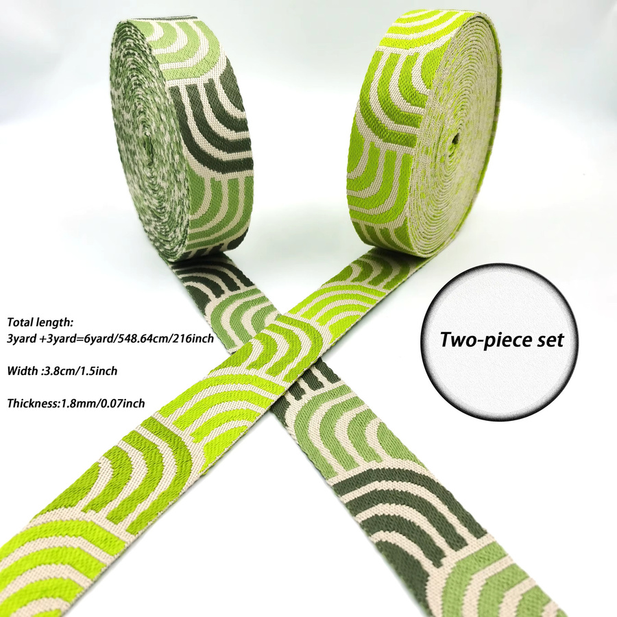 2 Rollen Jacquard-Gurtband aus 100 % Polyester in Gold und Grau, Breite: 3,8 cm, Gesamtlänge: 5,48 m - Bild 2