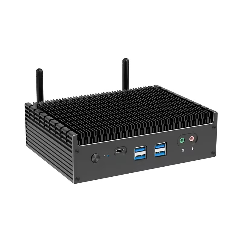 Lüfterloser Mini-PC mit Intel 13. Generation I7 1355U oder I5 1335U, Dual-DDR4, 2x M.2 NVME SSD-Steckplätzen, Windows 11, 4K UHD, WiFi6 und Thunderbolt 4, Schwarz - Bild 4