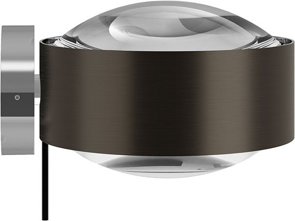 Top Light Puk! 160 Wall Avantgarde LED-Wandleuchte in Black Wood und Chrom mit klarer Glaslinse und warmweißem Licht (2700K) - Bild 1
