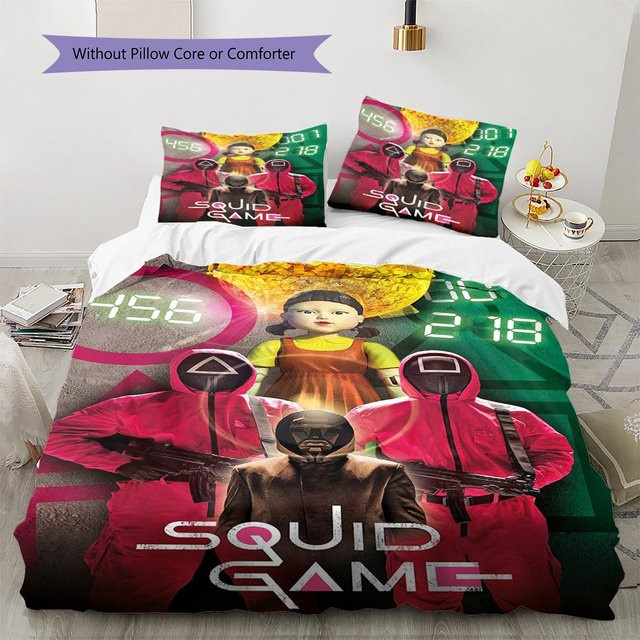 Squid Game Bettwäsche Set mit Motiv, 3-teilig bestehend aus 1 Bettbezug und 2 Kissenbezügen, Mehrfarbig, B/H: 140 x 200 cm - Bild 1