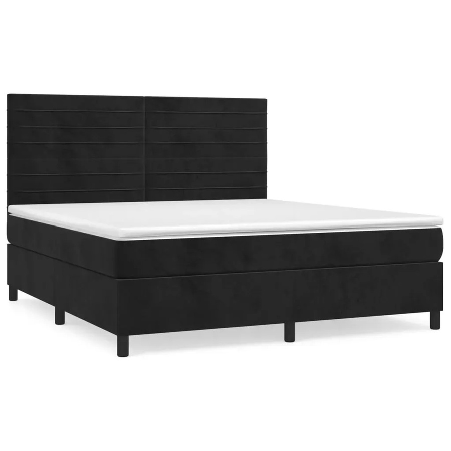 vidaXL Boxspringbett mit Matratze Schwarz Samt B/T/H: 160 x 200 x 128 cm - Bild 2