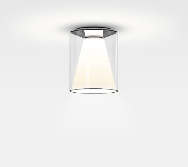Serien Lighting Drum Ceiling M Long LED-Deckenleuchte aus Glas und Metall in Silber mit transparentem Zylinder und warmweißem Licht (2700K) dimmbar - Bild 1