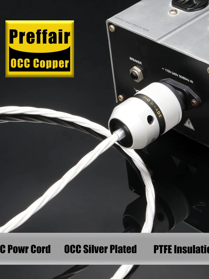 Preffair Hifi-Stromkabel mit 7N OCC versilbertem Leiter für Audiophile, weiß - Bild 5