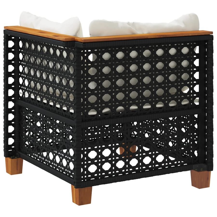 vidaXL Garten-Ecksofa aus Polyrattan mit Kissen in Schwarz und Cremeweiß - Bild 6