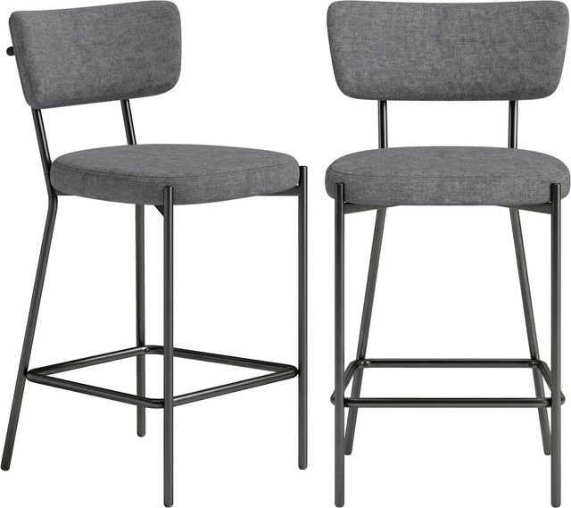 HOMCOM Barhocker aus Polyester und Metall in Grau, B/T/H: 49 x 53 x 93 cm - Bild 1