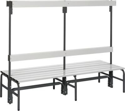 Sypro Umkleidebank mit Garderobenteil aus Edelstahl und Aluminium, anthrazit, Breite: 200 cm - Bild 1