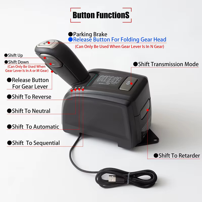 BlueFishSim Automatisches USB Getriebe Shift für PC Simulator, kompatibel mit Logitech G923 G29 G27 G25 TGT2, Schwarz-Grau - Bild 2