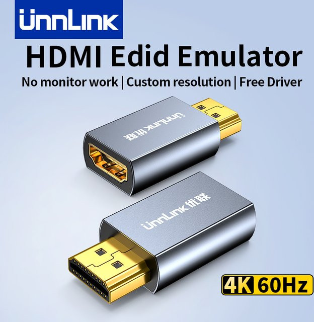 Unnlink HDMI EDID-Emulator 4K 60Hz für Mac Thunderbolt zu HDMI, Farbe: Silber - Bild 1