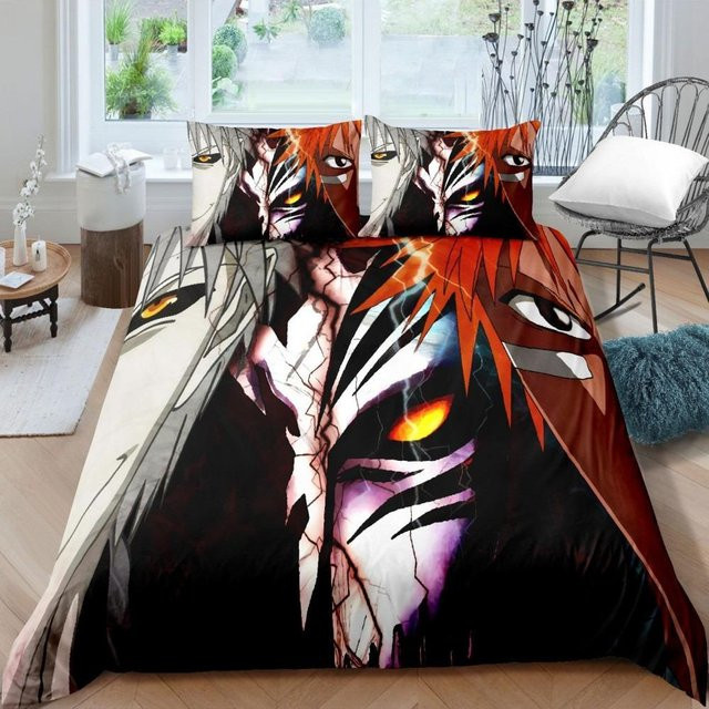 Bettwäsche-Set Bleach Kurosaki Ichigo Anime Design mit Bettbezug und Kissenbezug, Farbe: Schwarz, B/H: 135 x 200 cm - Bild 1