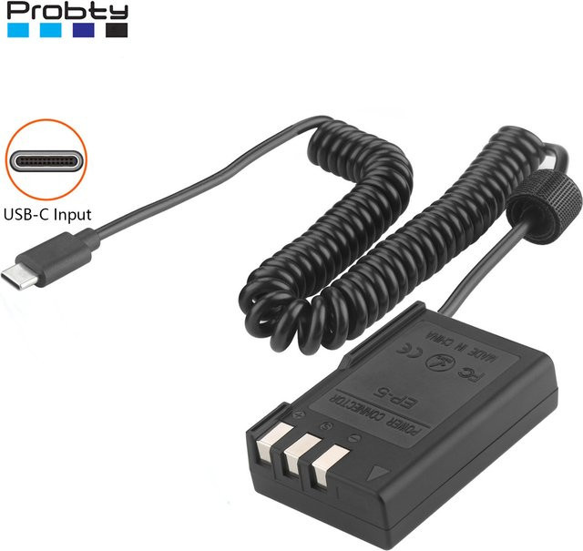 Nikon USB-C-Konverter auf EP-5 DC-Koppler EN-EL9 EN-EL9a Dummy-Akku in Schwarz für D40 D40X D60 D3000 D5000 - Bild 1