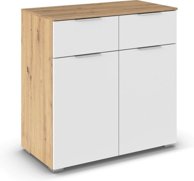 RAUCH Alabama Kommode 2-türig mit 2 Schubladen Weiß/Eiche Artisan B: 80 cm, H: 81 cm, T: 42 cm - Bild 1